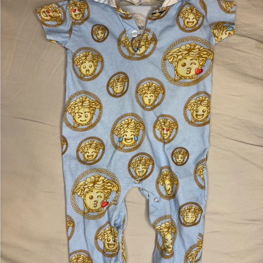 Versace Kids Bodysuit in Blue and Gold